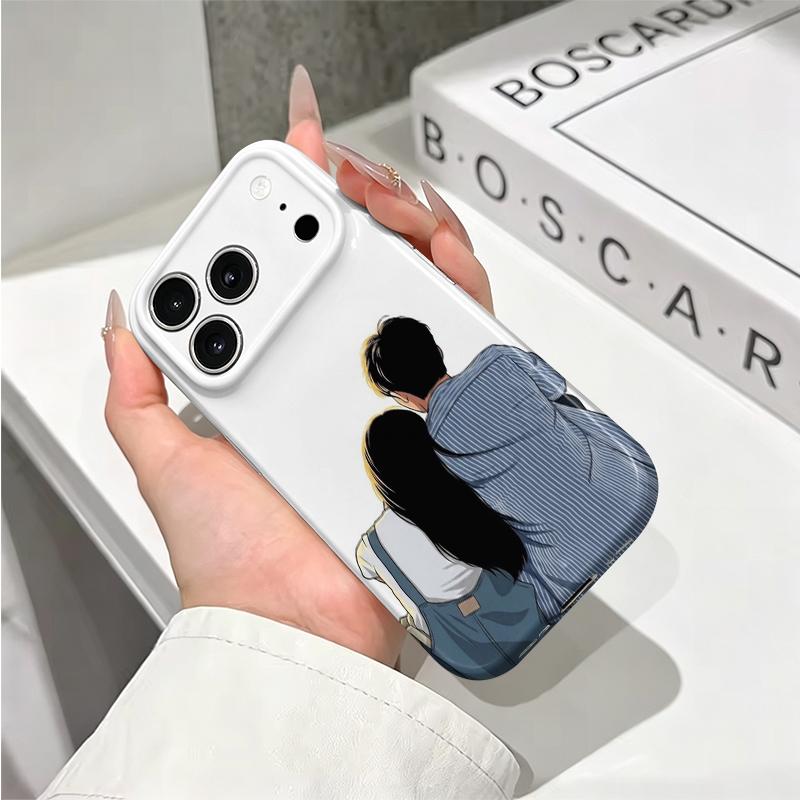 Sweet Casual Couple Back View Art Graphic Film Aesthetic Protective Shockproof Bumper Phone Case Cover For iPhone 14 15 16 Pro Max Plus