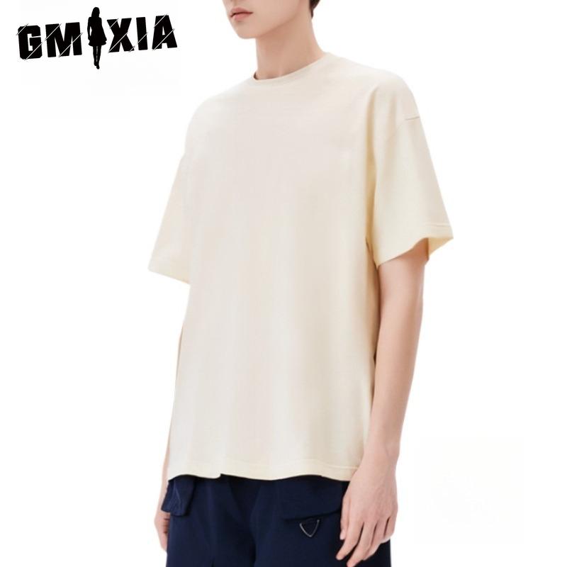 GMXIA Хлопковая футболка с коротким рукавом, мужская модная свободная рубашка с половиной рукава, сострадательная рубашка с принтом