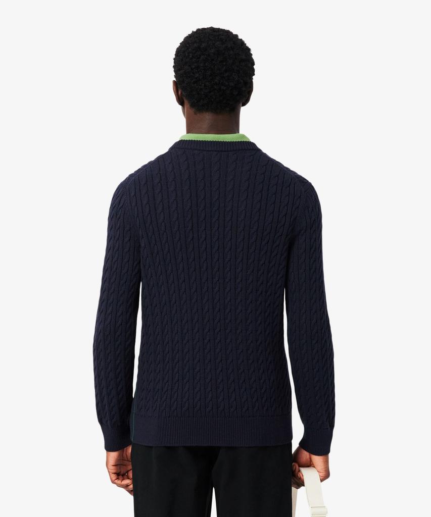 LACOSTE Men'S Cable Long Sleeve Crew Neck Pullover Ah7627-56G 802