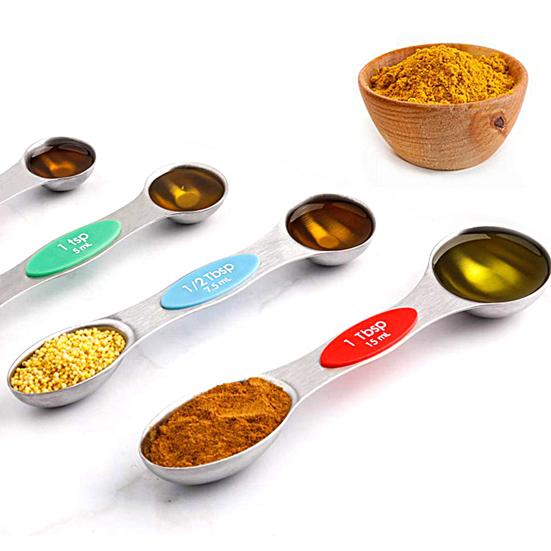 9 шт./набор мерных ложек со шкалой, легко моется, нержавеющая сталь, двойной наконечник, набор мерных ложек, кухонные принадлежности