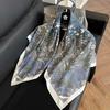 Color block silk scarf Korean version printing color matching scarf twill silk large square scarf 91x91cm shawl sunscreen travel headscarf