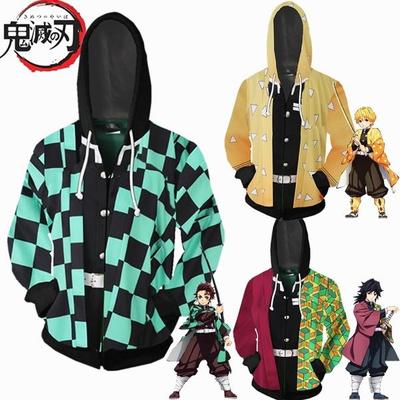 Аниме Demon Slayer Kimetsu No Yaiba Agatsuma Zenitsu Tomioka Giyuu Kamado Tanjirou Толстовка на молнии для косплея