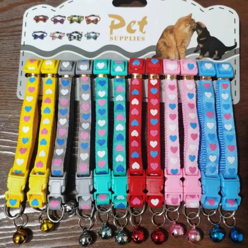 12Pcs Mix Colors Dog Cat Collars With Adjustable Buckle Bell Anti Lost Ideal For Indoor And Outdoor Pet Use