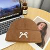 Red bow knitted hat women's versatile face small wool hat outdoor cold-proof and warm bag head cold hat