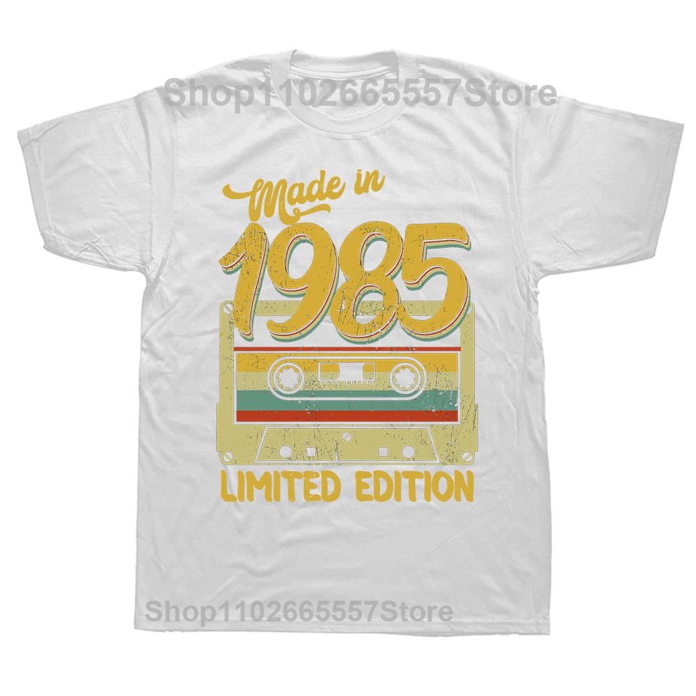 Vintage 1985 Limited Edition Cassette Tape 39th Birthday T Shirt Tee Tops Round Neck Fashion Tshirt Clothing Basic T-shirts