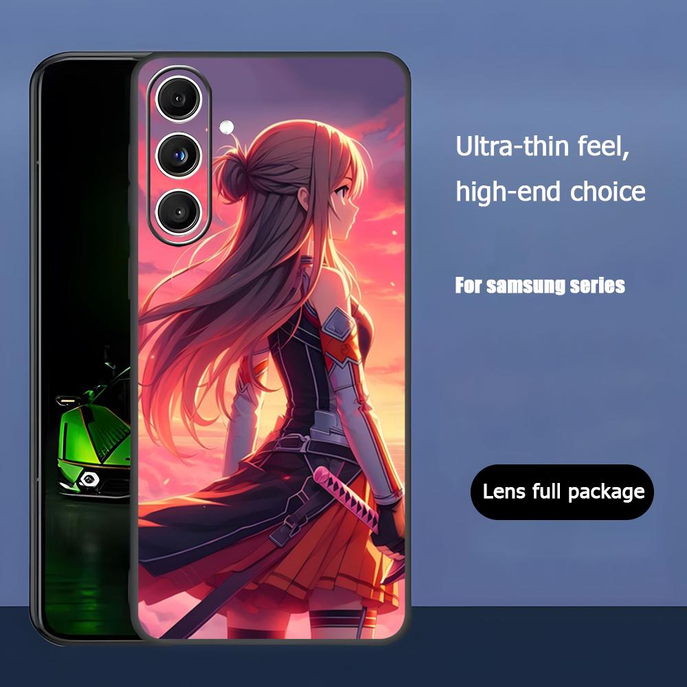 Крутой чехол для телефона Sword Art Online в стиле аниме для Samsung Galaxy S25 S24 S23 S22 S21 S20 Plus Ultra Note20 Мягкий черный