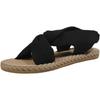 Sandals Women Wear Straw Linen Roman Flat Sandals with Elastic Straps Over Women's Shoes In Summer