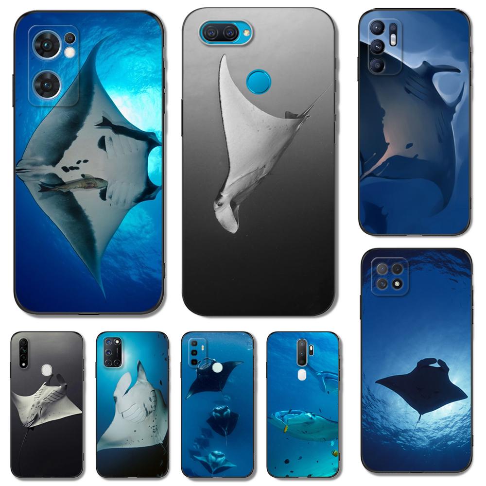 Black Tpu Case For OPPO Reno 6 5 3 4 4Z 4F SE 5F 5Z PRO PLUS Lite 6 6z 4G 5G Animal Manta Ray