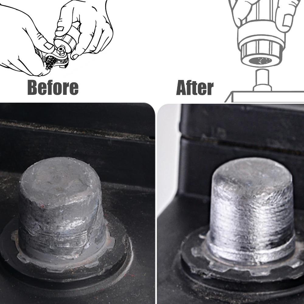 Щетка для чистки клемм аккумулятора 2 в 1, для чистки боковых и верхних клемм аккумулятора автомобиля, щетки для очистки от грязи и коррозии, ручной инструмент