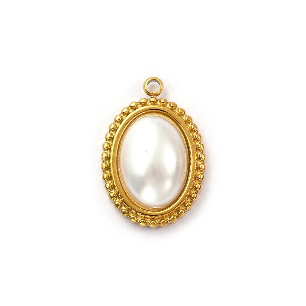 2 PCs 304 Stainless Steel Charms 18K Gold Plated White Acrylic Imitation Pearl Pendants For DIY Jewelry Making Necklace Findings