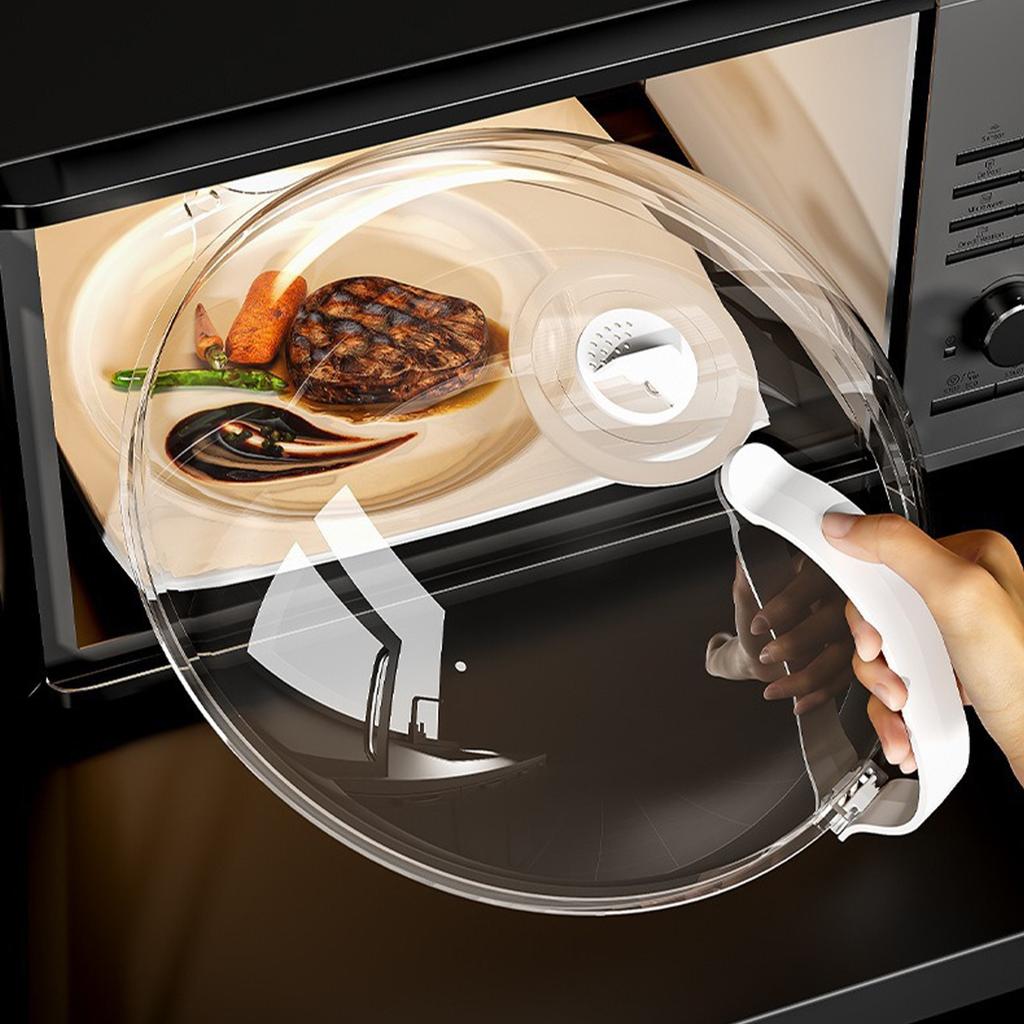 Крышка для микроволновой печи, прозрачная, брызгозащищенная крышка с отверстием для пара и ручкой, подходит для большинства тарелок, сохраняет микроволновую печь чистой