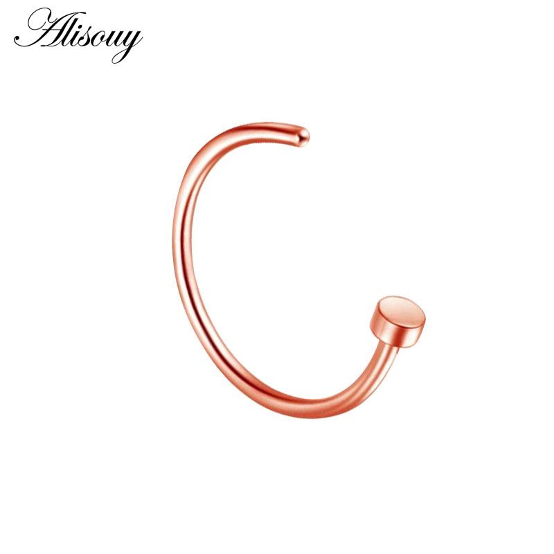 Alisouy 1Piece Steel 20G Faux Nose Rings Fake Septum Rings Hoop Nostril Daith Piercing Fake Clip On Nose Rings Oreja Piercings Jewelry