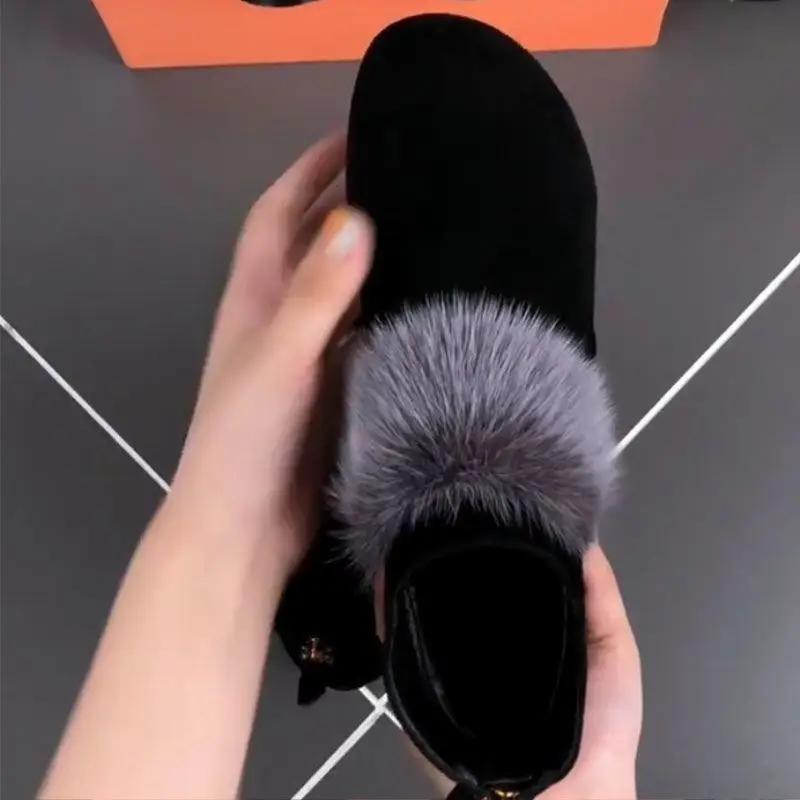 Shoes for Women 2025 Winter Plush Warm Women's Boots Low Heel Non-slip Commuter Office Ladies Shoes Fashion Zipper Short Boots