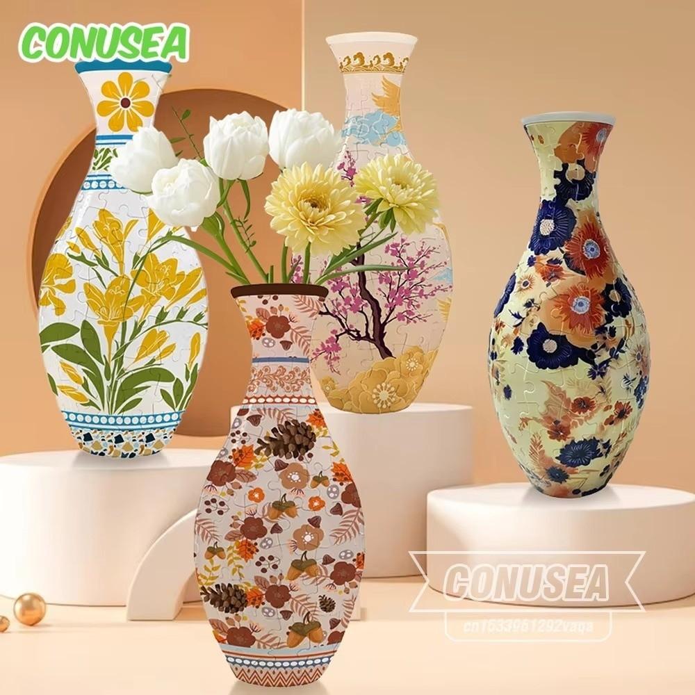 160 Curved Plastic Puzzle 3D Puzzlef Flower Vase DIY Arts Home Ornaments Puzzle Kit  for Adults