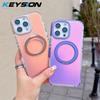 KEYSION Магнитный чехол для телефона с кольцом-подставкой, вращающимся на 360°, для MagSafe, для iPhone 16 Pro Max 16 Plus, лазерный градиент, противоударная задняя крышка