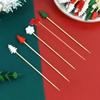 50/100Pcs Santa Claus Christmas Fruit Picks Disposable Fruit Salad Bamboo Sticks  Dessert