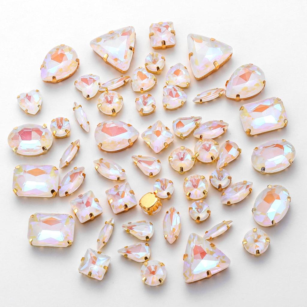 Mixed Glass Mocha AB Claw Drill Mocha Fluorescent Crystal Buckle Clothing Accessories Sewing Drill DIY Jewelry Accessories Rhinestone Sew On Beads