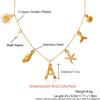 MHS.SUN Starfish Shell Initial Necklace Waterproof 18K Gold Plated Stainless Steel Charm Necklaces Surfer Girl Summer Beach Gift