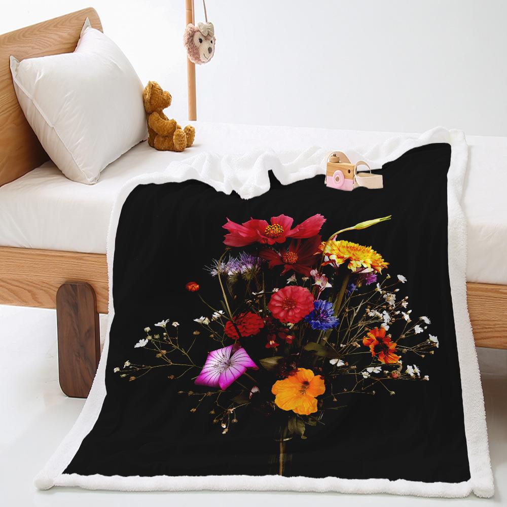 Morning Flower Set 2D Digital Printing Thickened Lamb Fleece Crystal Fleece Blanket One Piece