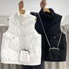 New Cotton Short Autumn and Winter Fashion Loose Down Cotton Clothes Stand-up Collar Vest Outer Wear Vest