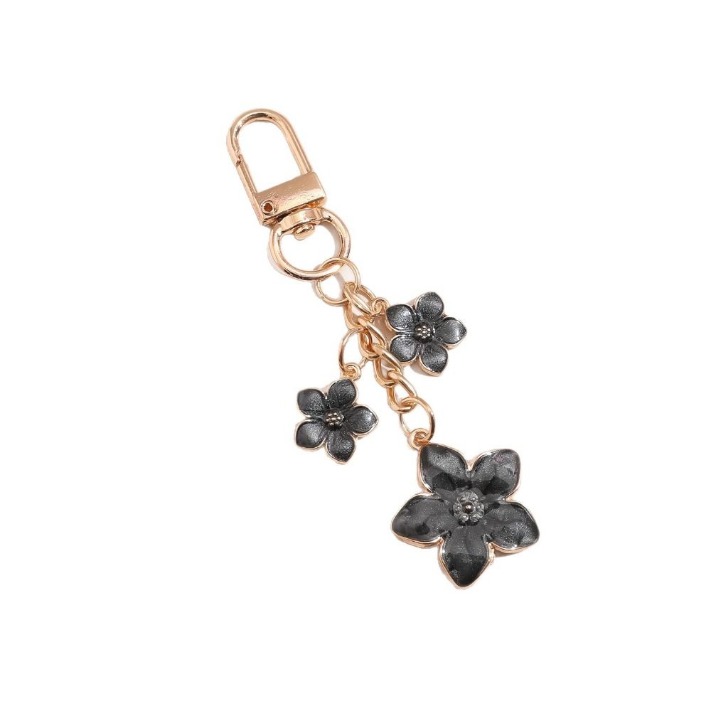 Alloy Cherry Blossom Keychain Enamel Coating Pearl Drop Keyring Lovely Flower Key Holder Daily Use