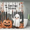 1Pc Halloween Pumpkin Cute Print Bath Curtain, Halloween Shower Curtain