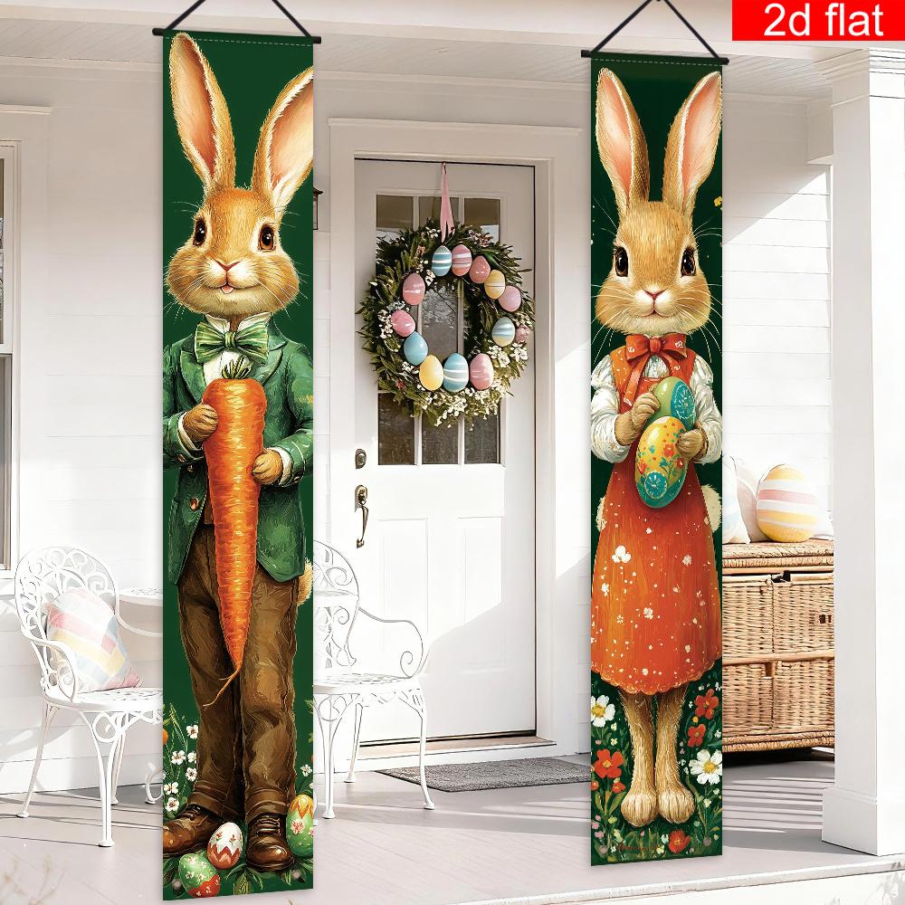 Easter Porch Sign Bunny Carrot Egg Country 1 Pair Indoor Outdoor Decor
