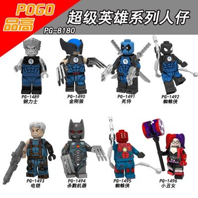 Робокилл Росомаха Минифигурки Человек-паук Дэдпул Харли Квин Строительные блоки Мстители Дети Лего