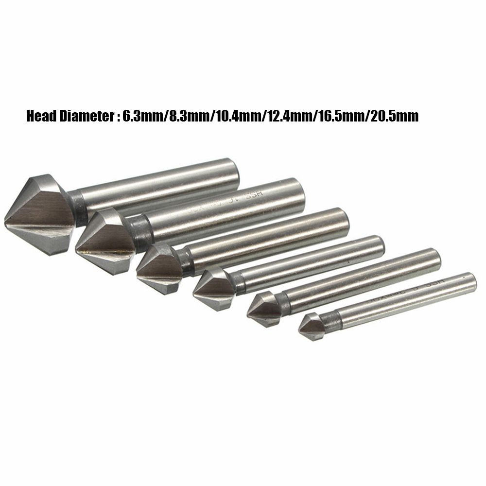 HSS Wood Steel Hard Metals Round Handle Three Edge Chamfer Hand Power Tools Countersink Drill Bit Cutter Tool