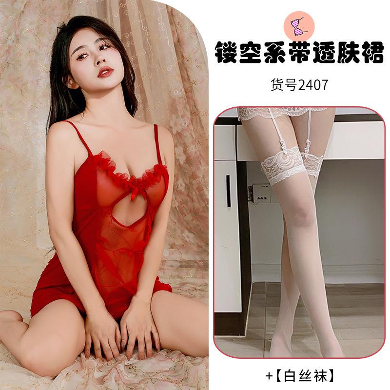 Sex Underwear Velvet Sexy Mesh Set Transparent Suspender Cosplay Temptation