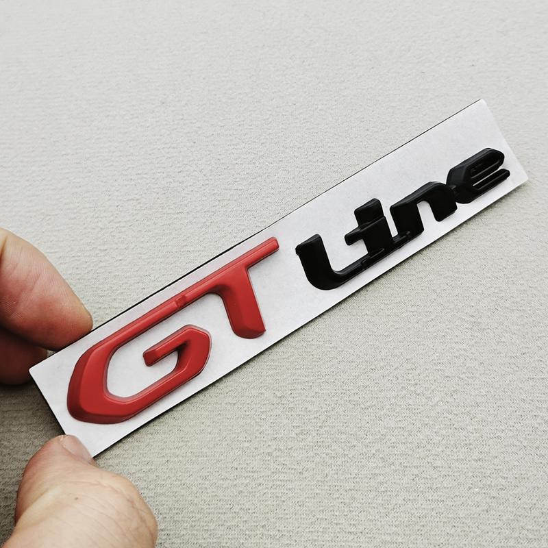 OQUP8 3D Metal Chrome Logo GT Line Emblem Badge For Peugeot 2008 301 307 308 408 3008 508 208 Car Rear Trunk Fender Styling Decoration