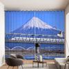 Romantic Cherry Blossom Pattern Curtain Mount Fuji Landscape Decor Curtain Japanese Sushi Nikki Restaurant Window Curtain 2PCS