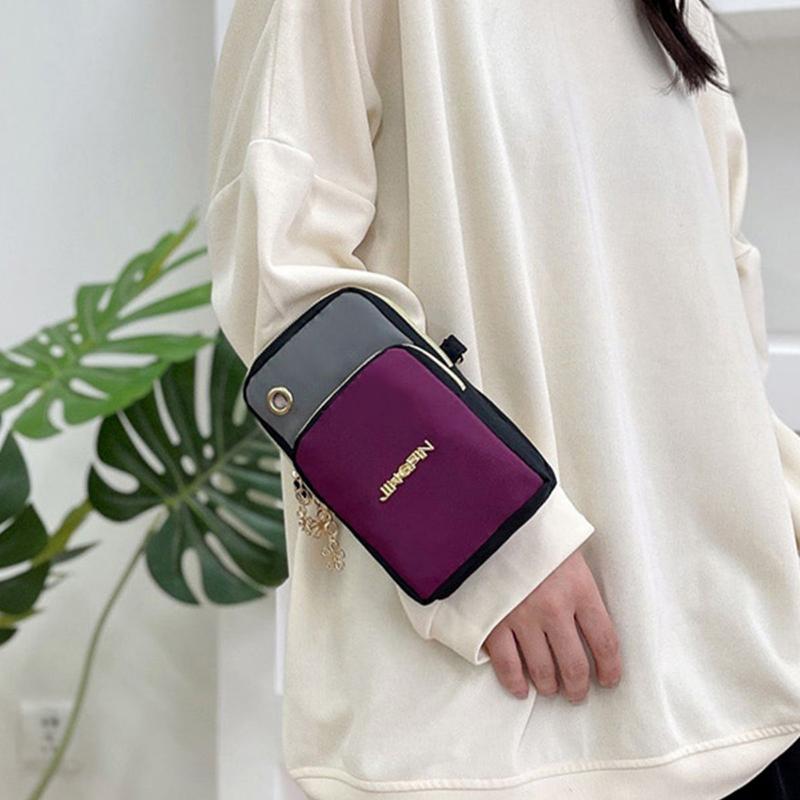 Yogodlns Нейлоновая сумка через плечо контрастного цвета для телефона, небольшая сумка через плечо с вертикальной молнией, кошелек-мессенджер, кошелек для монет, карточек