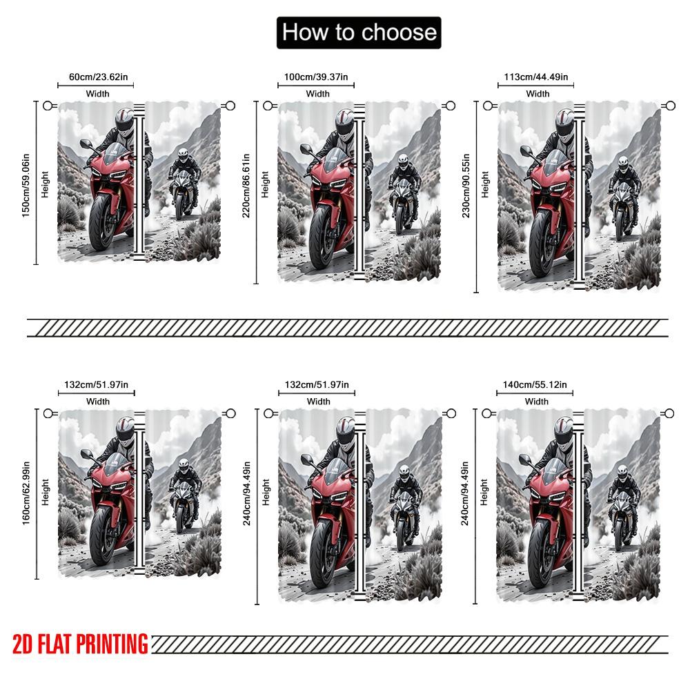 2 шт., 2D печать на плоскости Занавеска для окна Горные всадники Полиэстер (без стержня) Всесезонное использование для декора гостиной и офиса