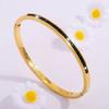 Stainless Steel Women's Bracelet with Diamonds and Four-Leaf Clover Studs - Non-fading, Cross-border Design.