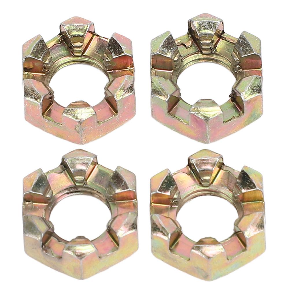 4PCS M10 Hex Slotted Nuts Steel Alloy Zinc Plating Wheel Alxe Hub Castle Nut for 50 To 100cc Quad Dirt Bike ATV Go Kart