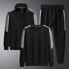 Three Bar Casual Cardigan Sports Hoodie Three Piece Set, Running Sports Set