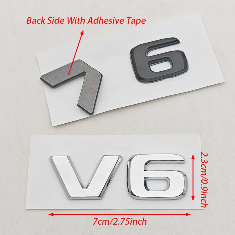 3D ABS Car Letters Logo V6 Badge Sticker Rear Trunk Emblem Decals For Mercedes Benz GLE ML SLK Class W204 C280 Auto Accessories