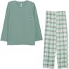 Hodo Cotton Crew Neck Pullover Plaid Pants Men's Sleepwear Outerwear Homewear