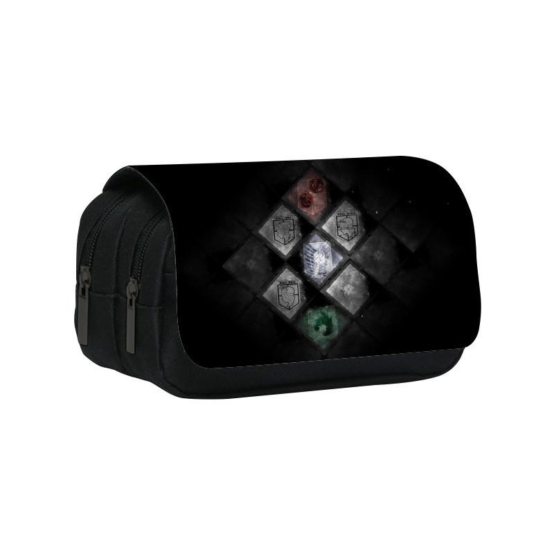 Атака Титанов Аниме Узор Двухслойная Обложка-Флип Сумка для Канцелярских Принадлежностей для Студентов и Коллекционеров