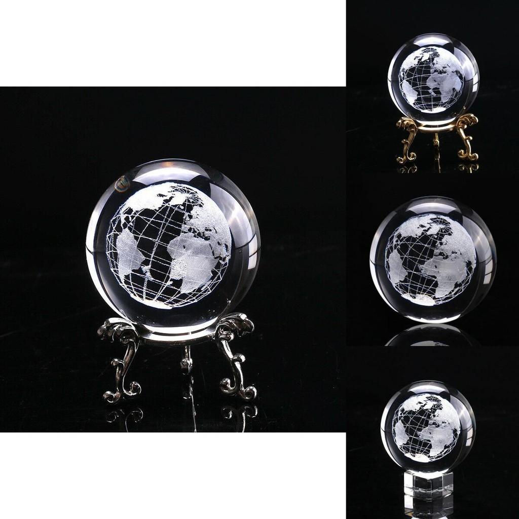 Classic Design 60mm 3d Crystal Ball Glass Laser Engraved Miniature Earth Sphere Gift