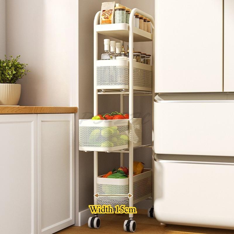 Household Portable Trolley Kitchen Storage Rack Bathroom Multi-layer Pull-out Mobile Storage Rack
