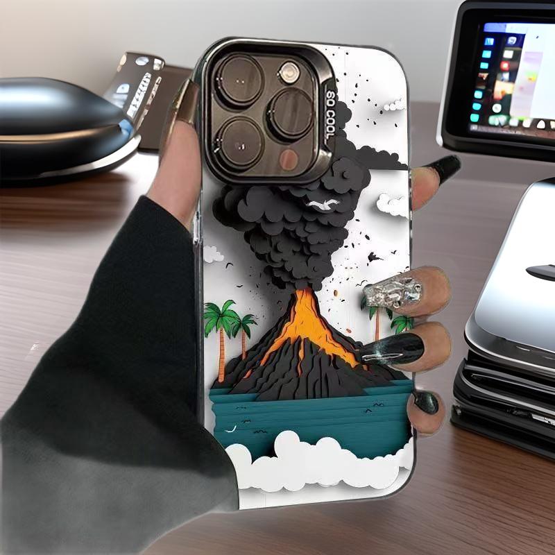 Чехол для Apple iPhone с изображением извержения вулкана для 17 Pro Max, 16, 15, 14, 13