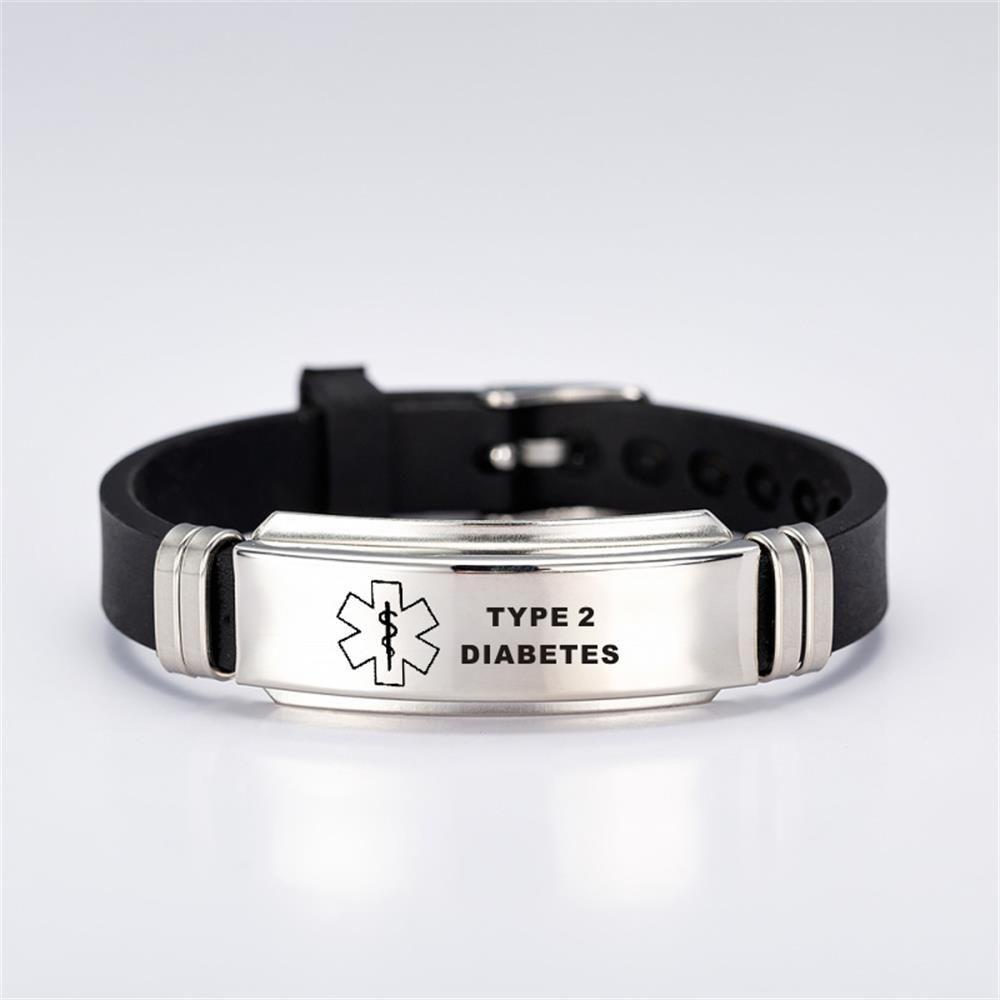 Женские и мужские силиконовые браслеты из нержавеющей стали для диабетиков, медицинские браслеты для оповещения, эпилепсия, болезнь Альцгеймера