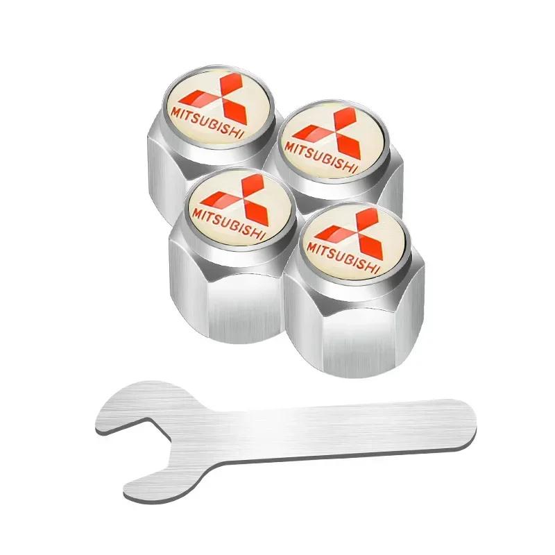 wzvc4 4pcs Alloy Car Tire Valve Caps Wheel Stem Air Covers for Mitsubishi Logo ASX Ralliart Outlander Lancer Pajero Eclipse Galant EVO
