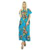 Women Long Cotton Kaftan Blue Floral Night Wear Classic Caftan Dress