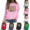 Women's T-shirt Tops Loose, Fashionable And Casual Christmas Print Round Neck Long-sleeved Sweatshirt