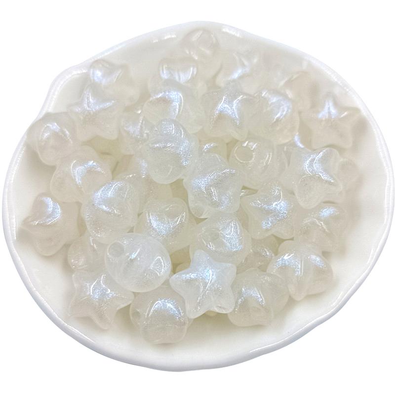 Acrylic Jewelry Making Fluorescent Powder Loose Beads 10pcs Macaron Beading Material Pointed Heart/Star For Bracelet Necklace Beads