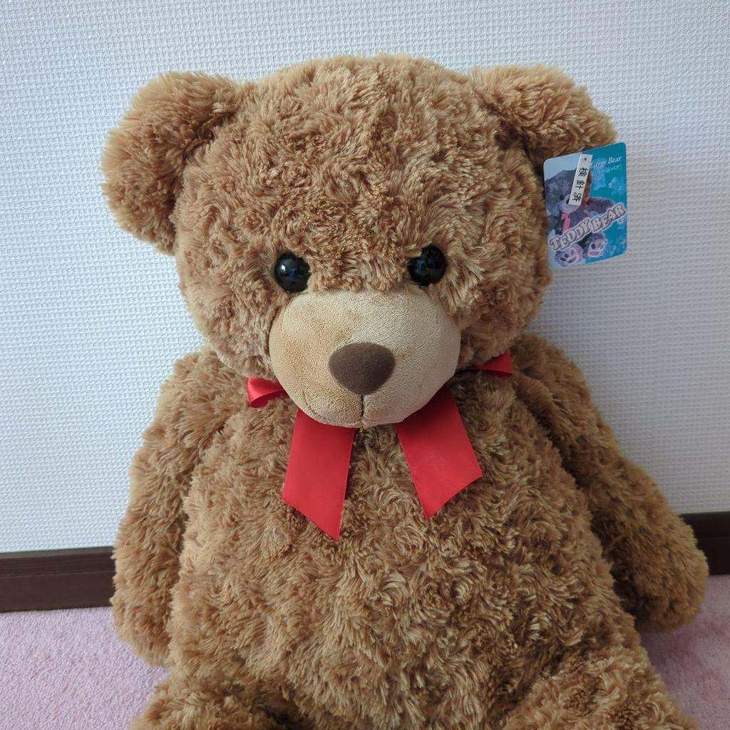 [USED] Teddy bear with tag, large brown stuffed bear, large bear