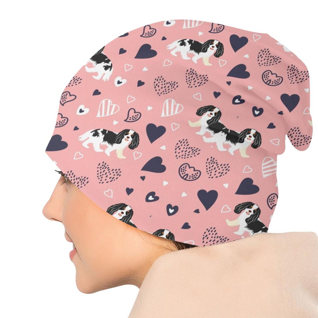 Cavalier King Charles Spaniel Bonnet Femme Hip Hop Knit Skullies Beanies Cap Women Unisex Winter Cartoon Dog Slouchy Beanie Hat
